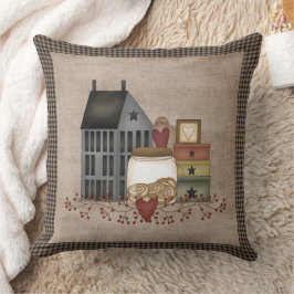 Grey Saltbox House - Primitives Land Kissen