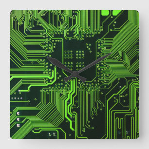 Grey-Schalttafel für Nerd-Leiterplatten Quadratische Wanduhr