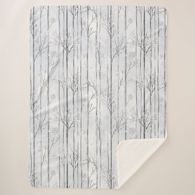 Grey Silver Snowflake Trees   Sherpadecke (Vorderseite)