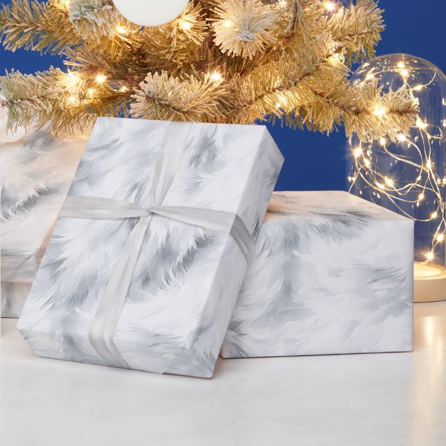 Grey Silver White Birthday Geschenkpapier (Feiertage)