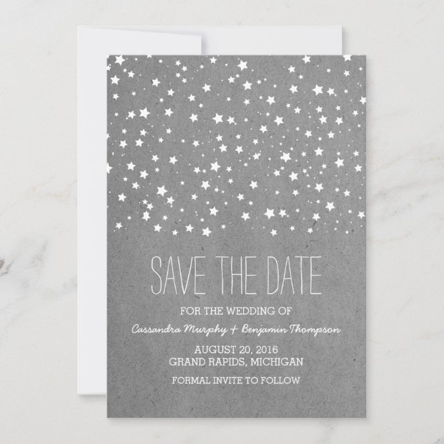 Grey Starry Night Save the Date laden (Vorderseite)