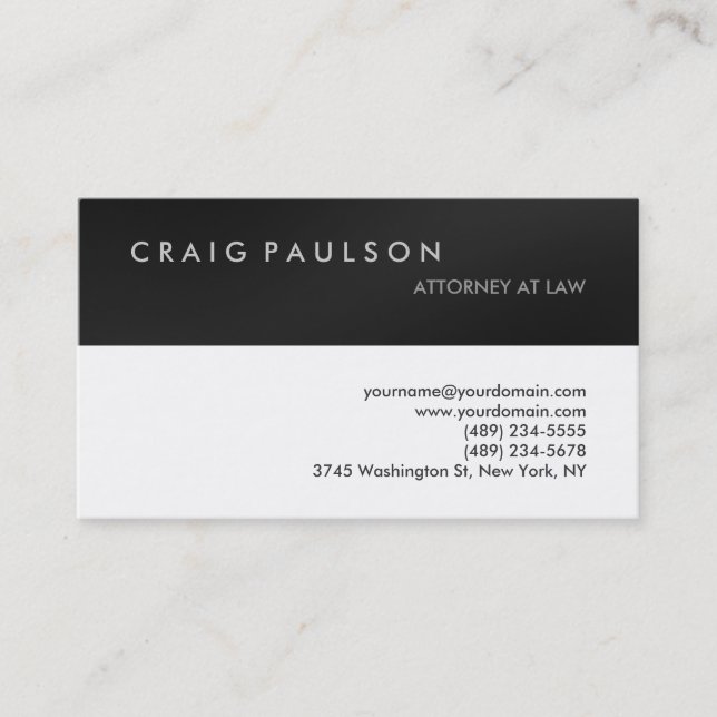 Grey Strip White Attorney at Law Business Card Visitenkarte (Vorderseite)