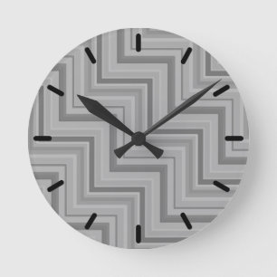 Grey stripes stairs pattern runde wanduhr