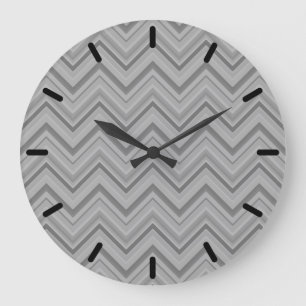Grey stripes zigzag pattern große wanduhr