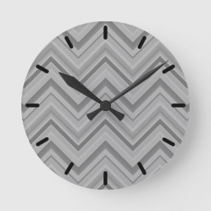 Grey stripes zigzag pattern runde wanduhr