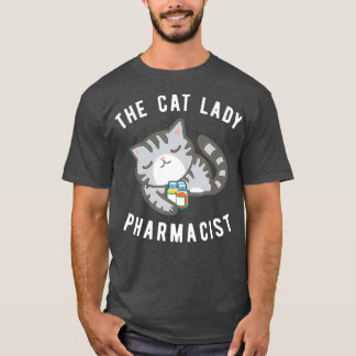 Grey Tabby Cat Pharmacist Kitty Druggist T-Shirt