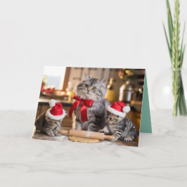 Grey Tabby Christmas Cookies Card Karte