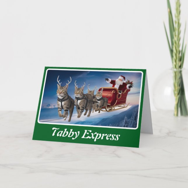 Grey Tabby Reindeer Karte (Vorderseite)