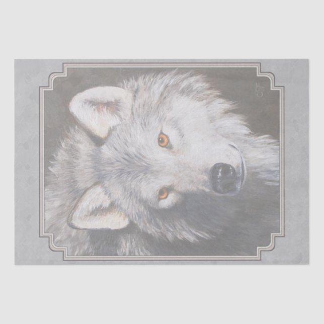 Grey Timber Wolf Face Seidenpapier (Vorderseite)