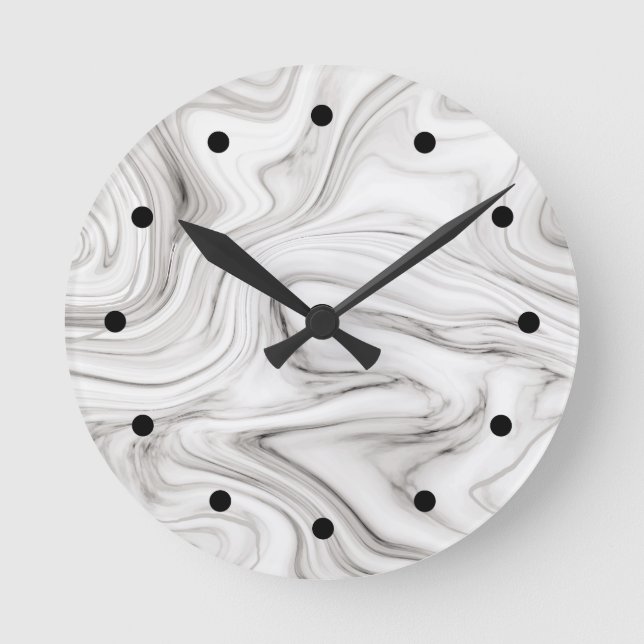 Grey Tone Marble Style Digital Art Pattern Runde Wanduhr (Vorderseite)
