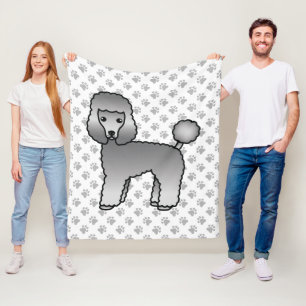 Grey Toy Poodle Niedlich Cartoon Dog Fleecedecke