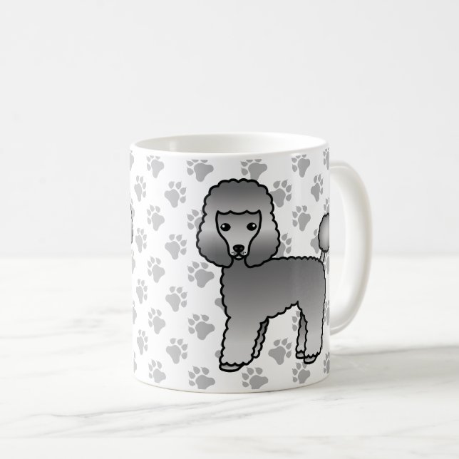 Grey Toy Poodle Niedlich Cartoon Dog Kaffeetasse (VorderseiteRechts)