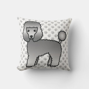 Grey Toy Poodle Niedlich Cartoon Dog Kissen