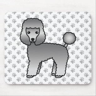 Grey Toy Poodle Niedlich Cartoon Dog Mousepad