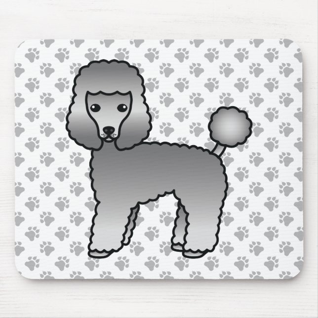 Grey Toy Poodle Niedlich Cartoon Dog Mousepad (Vorne)