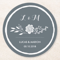 Grey Vintag Blume Bouquet Monogram Wedding Party