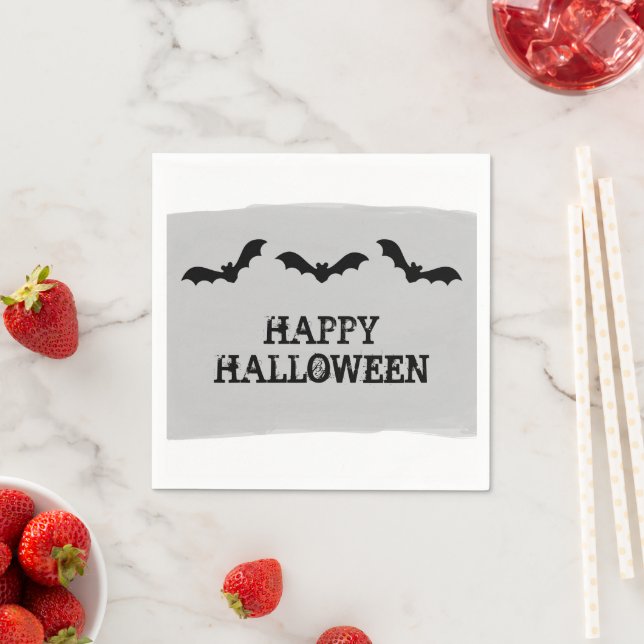 Grey Watercolor Bats Halloween Paper Napkins Serviette (Beispiel)