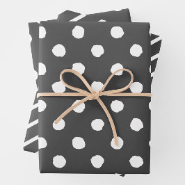Grey & White Fun Multi-Patterns Geschenkpapier Set