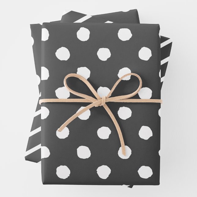 Grey & White Fun Multi-Patterns Geschenkpapier Set (Grey & White Fun Multi-Patterns Wrapping Paper Sheets)