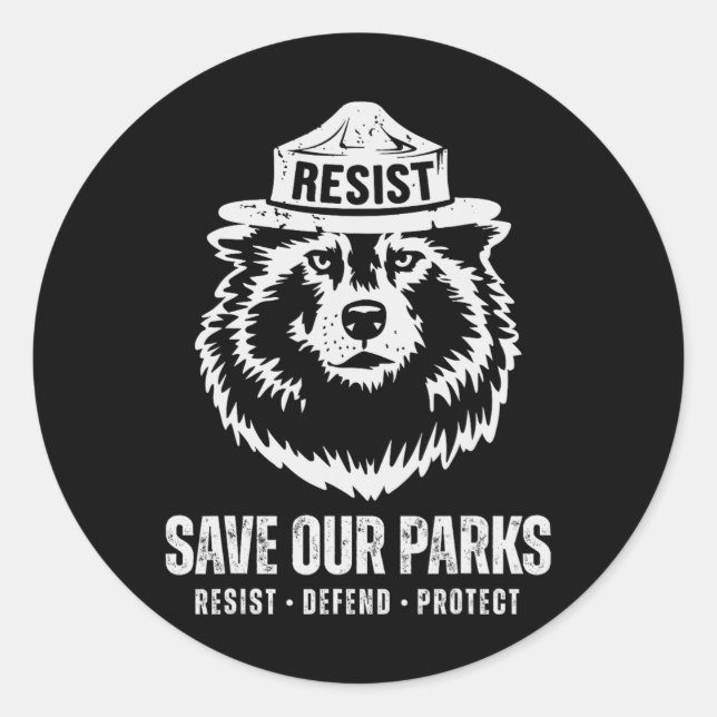 Grey Wolf Bear Resist Schützen Nationalpark Frauen Runder Aufkleber (Vorderseite)