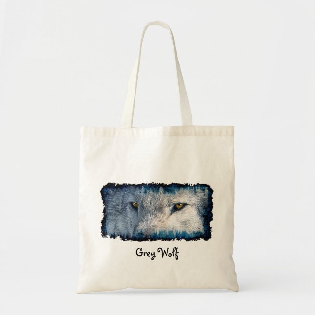 Grey Wolf Eyes Wildlife Tote Bag Tragetasche (Vorne)