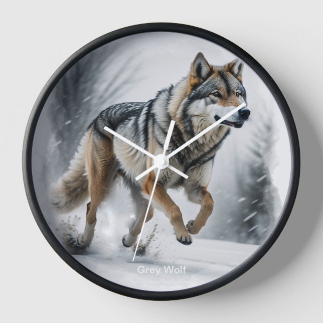 Grey Wolf Tierart Uhr (Vorderseite)