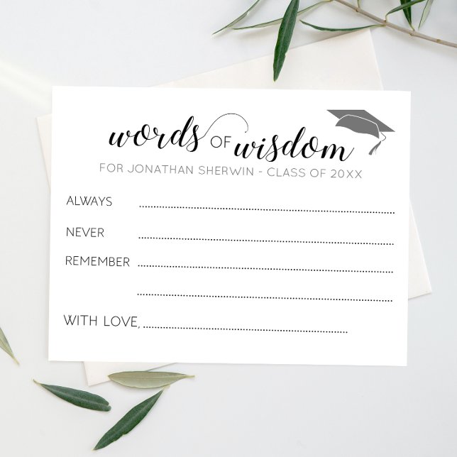 Grey Words of Wisdom Grad Cap Abschluss Ratschläge (Von Creator hochgeladen)