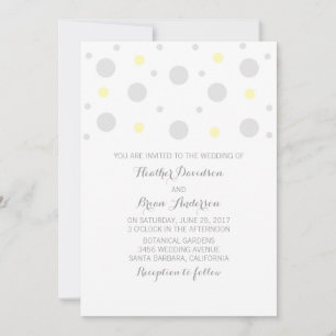 Grey Yellow Confetti Wedding Invite Einladung