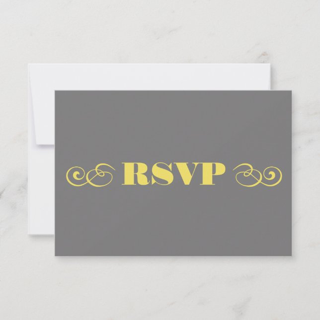 Grey & Yellow Wedding RSVP Karte (Vorderseite)