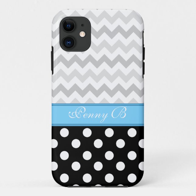 Grey Zickzack Black Polka Dot Blue iPhone 5 Fall Case-Mate iPhone Hülle (Rückseite)