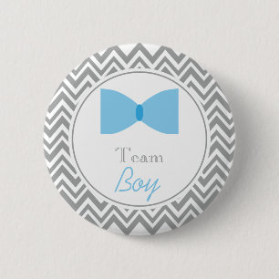 Grey Zickzack Gender Reveal Bow Krawatte Team Boy Button