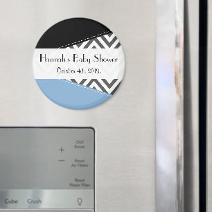 Grey Zigzag, Zickzack, Zigzag Muster, Babydusche Magnet