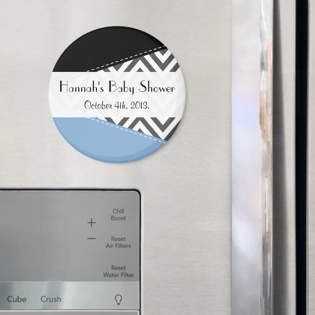 Grey Zigzag, Zickzack, Zigzag Muster, Babydusche Magnet (In Situ (Kühlschrank))