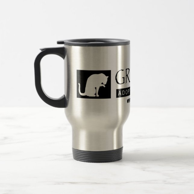 Greyfoot Katzen-Rettungs-Logo-Reise-Tasse Reisebecher (Links)