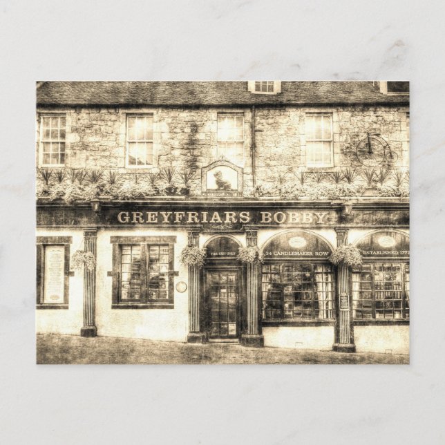 Greyfriars Bobby Pub Edinburgh Vintag Postkarte (Vorderseite)