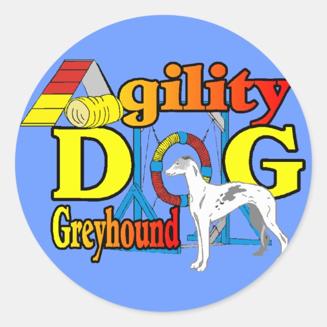 Greyhound_Agility Runder Aufkleber (Vorderseite)
