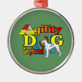 Greyhound-Agility Silbernes Ornament