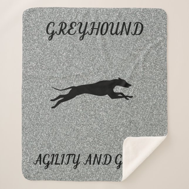 GREYHOUND "Agility und Gnade" Sherpa Decke. Sherpadecke (Vorderseite)