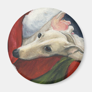 "Greyhound and Santa" Dog Art Magnet