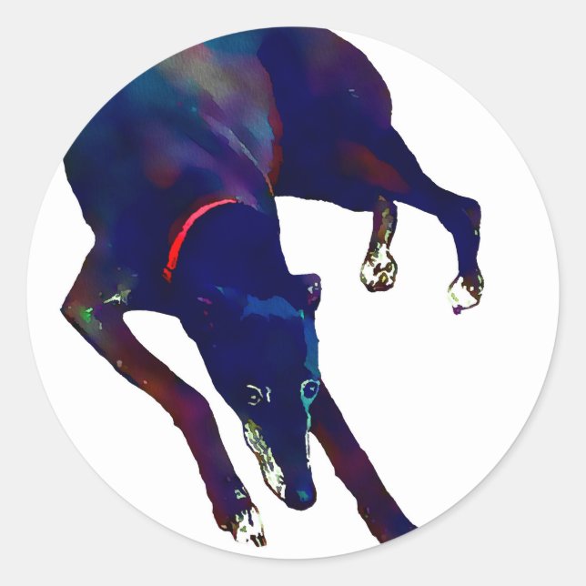 Greyhound Art Runder Aufkleber (Vorderseite)
