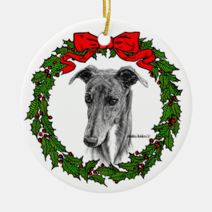 Greyhound Art von Glenda S. Harlan Keramik Ornament
