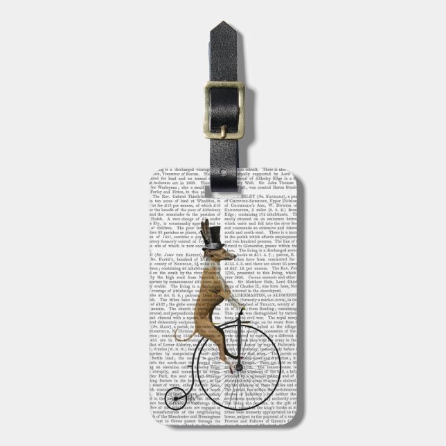 Greyhound auf Black Penny Farthing Bike Gepäckanhänger (Vorderseite vertikal)