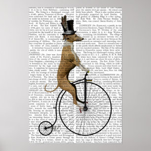 Greyhound auf Black Penny Farthing Bike Poster