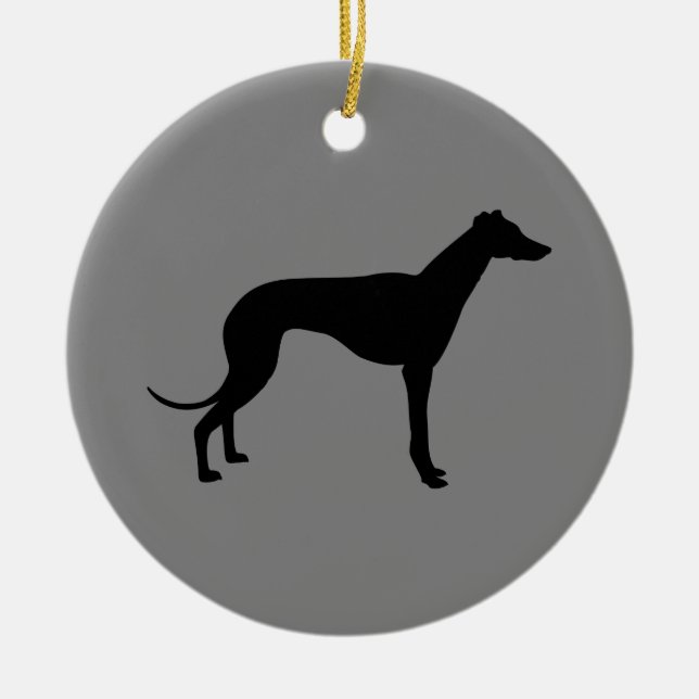 Greyhound auf Grau Keramik Ornament (Vorne)