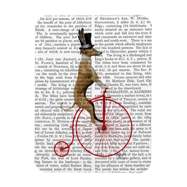 Greyhound auf Red Penny Farthing Bike Magnet (Vertikal)