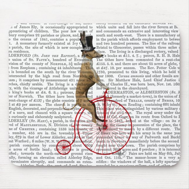 Greyhound auf Red Penny Farthing Bike Mousepad (Vorne)