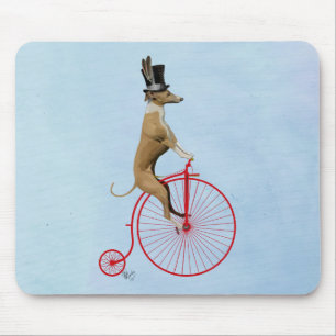 Greyhound auf Red Penny Farthing Mousepad