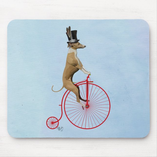 Greyhound auf Red Penny Farthing Mousepad (Vorne)