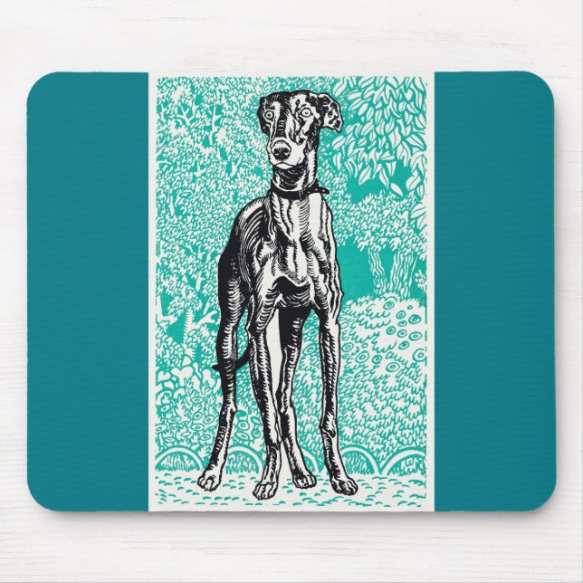 Greyhound Black Line Grüner Hintergrund Moriz Jung Mousepad (Vorne)