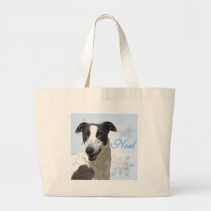 Greyhound Black & White Weihnachten2 Jumbo Stoffbeutel